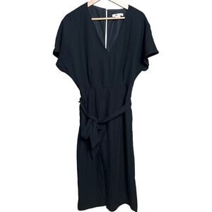 J.P. Boden Long Black Midi Women Dress Size 10P Waist Tie